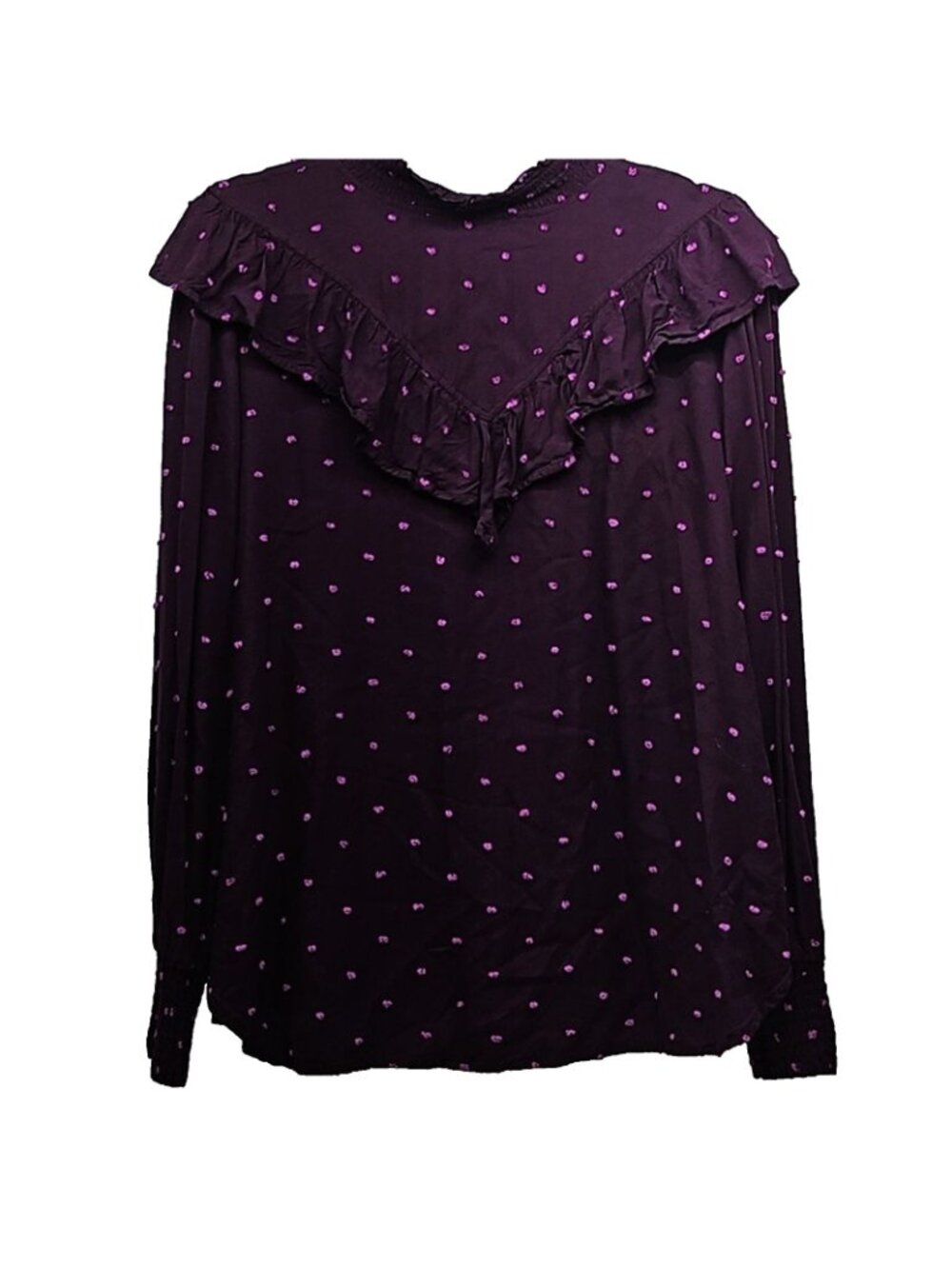 LOFT Womens Large Plum Purple Ruffle High Neck Prairie Victorian Cottagecore Top - Picture 5 of 9
